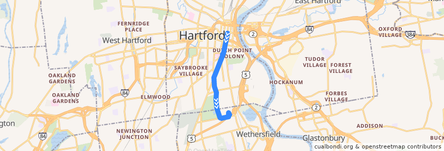 Mapa del recorrido CTtransit 43 Campfield Avenue de la línea  en Hartford County.