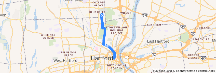 Mapa del recorrido CTtransit 46 Vine Street de la línea  en Hartford.