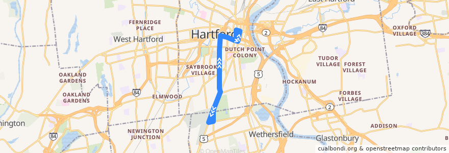 Mapa del recorrido CTtransit 61 Broad Street de la línea  en Hartford.