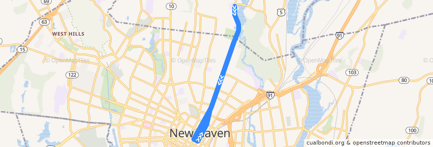 Mapa del recorrido CTtransit 228 Whitney Avenue de la línea  en New Haven County.