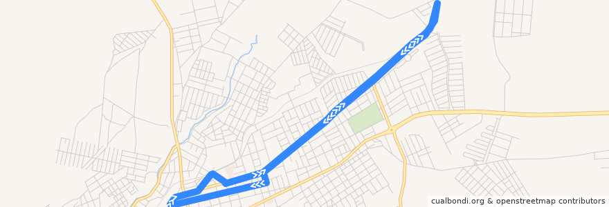 Mapa del recorrido UNIMED x VILA MAZZEI de la línea  en Itapetininga.