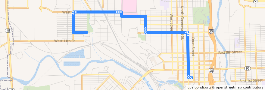 Mapa del recorrido Route 3 Irving Place Outbound de la línea  en Pueblo.