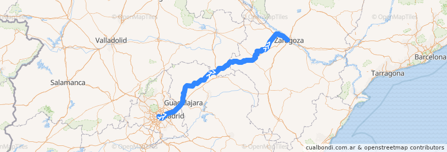 Mapa del recorrido Línea convencional Madrid - Zaragoza de la línea  en اسپانیا.