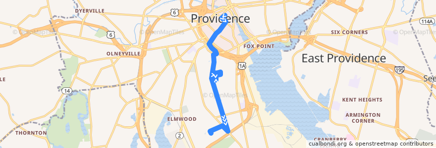 Mapa del recorrido RIPTA 6 Prairie Avenue/Roger Williams Park Zoo to Colony House de la línea  en Providence.