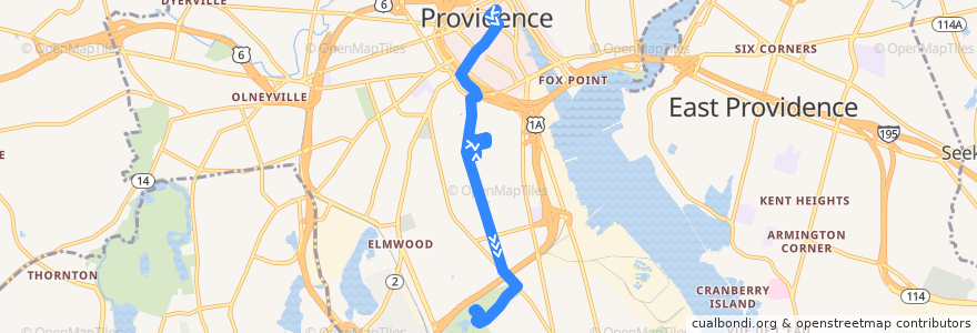 Mapa del recorrido RIPTA 6 Prairie Avenue/Roger Williams Park Zoo to Roger Williams Park Zoo de la línea  en Providence.