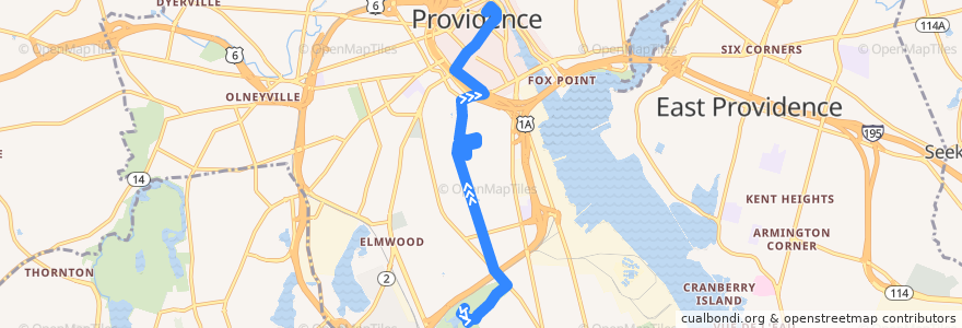 Mapa del recorrido RIPTA 6 Prairie Avenue/Roger Williams Park Zoo to Kennedy Plaza (from Roger Williams Park Zoo) de la línea  en Providence.