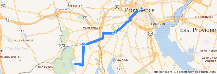 Mapa del recorrido RIPTA 18 Union Avenue to Dyer & Chestnut de la línea  en Providence County.