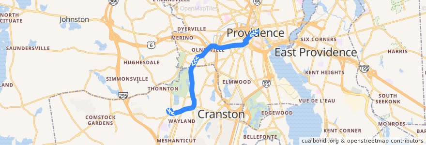 Mapa del recorrido RIPTA 17 Dyer/Pocasset to Stop & Shop Phenix Avenue de la línea  en Providence County.