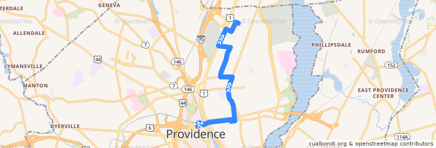 Mapa del recorrido RIPTA 49 Camp Street/Miriam Hospital to Miriam Hospital de la línea  en Providence.