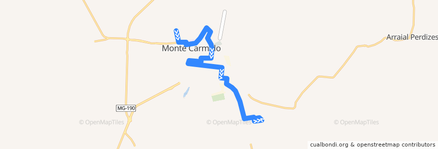 Mapa del recorrido 020 de la línea  en Monte Carmelo.