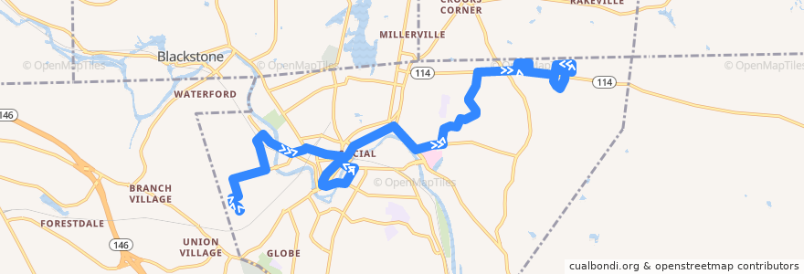 Mapa del recorrido RIPTA 87 Fairmount/Walnut Hill to Price Rite Diamond Hill (from Memorial & Bourdon) de la línea  en Woonsocket.