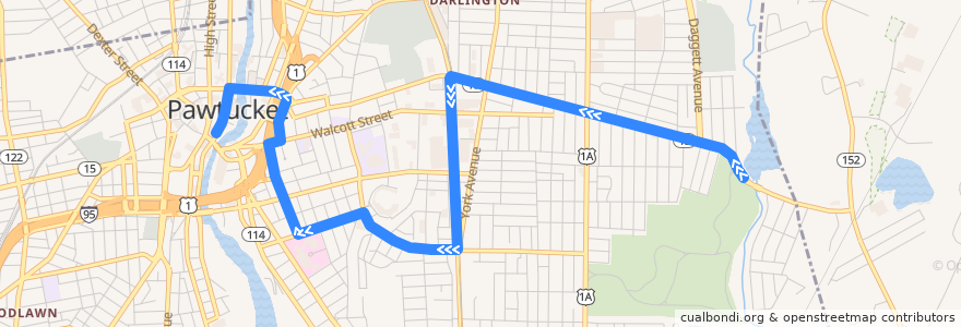 Mapa del recorrido RIPTA 80 Armistice Boulevard to Pawtucket Transit Center de la línea  en Pawtucket.