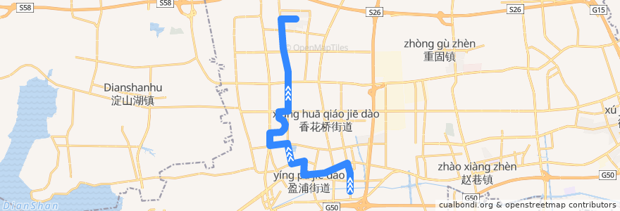 Mapa del recorrido 青浦9路 de la línea  en Qingpu.