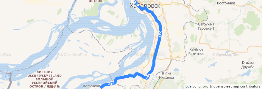 Mapa del recorrido Автобус 10: ул. Калинина - Подсобное хозяйство de la línea  en городской округ Хабаровск.