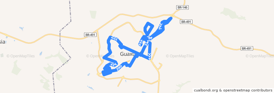 Mapa del recorrido Linha 05 de la línea  en Guaxupé.