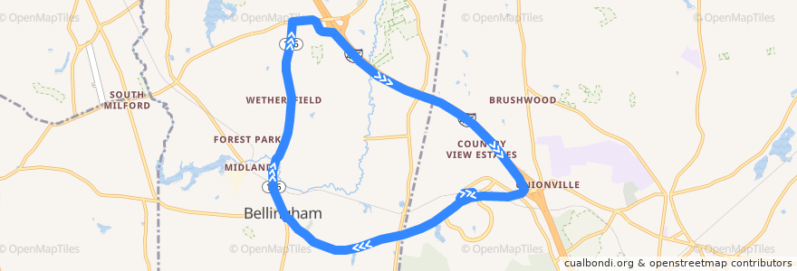Mapa del recorrido GATRA North Bellingham Shuttle de la línea  en Norfolk County.
