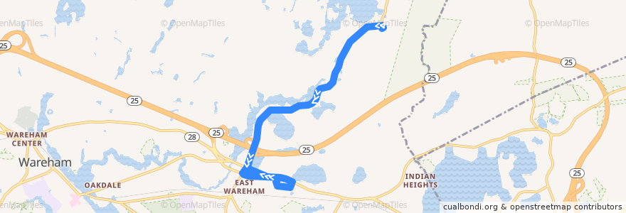 Mapa del recorrido GATRA Onset/Wareham Link 3 Shangri-La to Cranberry Plaza de la línea  en Wareham.