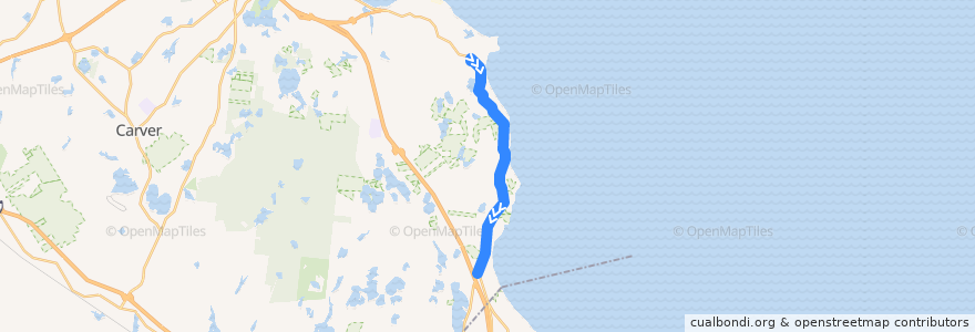 Mapa del recorrido GATRA Plymouth Area Link Manomet/Cedarville Deviated Link de la línea  en Plymouth.