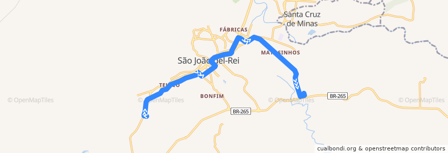 Mapa del recorrido 01 - Cidade/Trevo de la línea  en São João del-Rei.