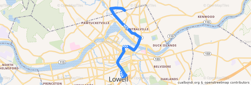 Mapa del recorrido LRTA 8 Kennedy Center - Shop and Save de la línea  en Lowell.
