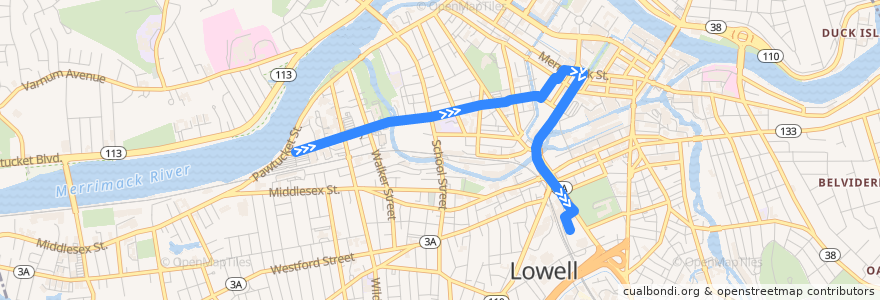 Mapa del recorrido LRTA 6 UMASS South Parking Lot - Kennedy Center de la línea  en Lowell.