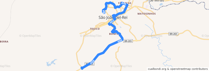 Mapa del recorrido 11 - Senhor dos Montes/Bonfim até Trevo do Tijuco de la línea  en São João del-Rei.