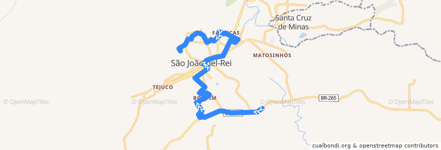 Mapa del recorrido 11 - Bonfim/Senhor dos Montes via Posto Jacaré de la línea  en São João del-Rei.