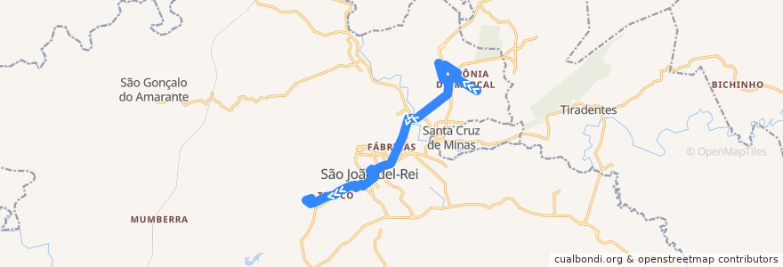 Mapa del recorrido 05 - Solar da Serra/Tijuco de la línea  en São João del-Rei.