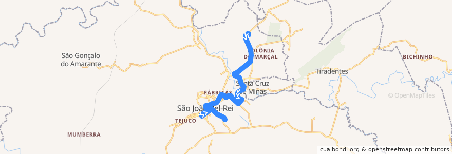 Mapa del recorrido 16 - Aeroporto/Fórum de la línea  en São João del-Rei.