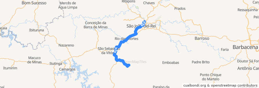 Mapa del recorrido 28 - São João del-Rei/São Miguel Arcângelo de la línea  en São João del-Rei.