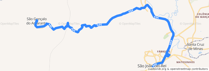 Mapa del recorrido 26 - São João del-Rei/São Gonçalo do Amarante de la línea  en São João del-Rei.