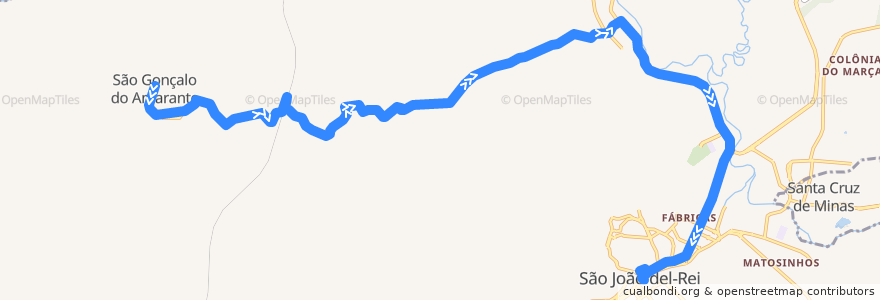 Mapa del recorrido 26 - São Gonçalo do Amarante/São João del-Rei de la línea  en São João del-Rei.