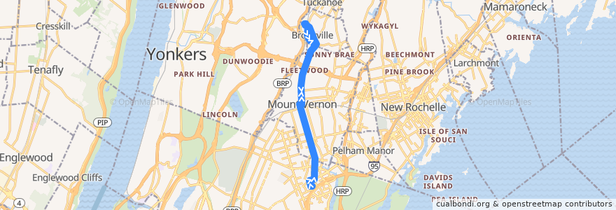 Mapa del recorrido Bee-Line 52 de la línea  en ニューヨーク州.