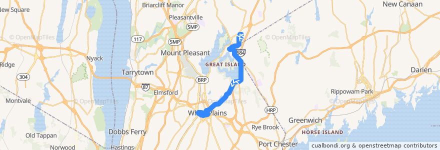 Mapa del recorrido Bee-Line 80 Shuttle Loop H de la línea  en Westchester County.