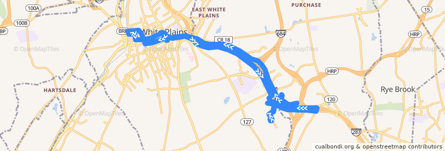 Mapa del recorrido Bee-Line 85 Shuttle Loop D de la línea  en Westchester County.