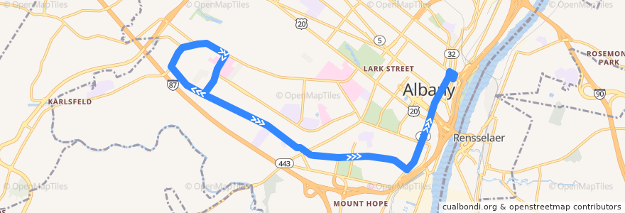 Mapa del recorrido CDTA 6 Second/Whitehall de la línea  en Albany.