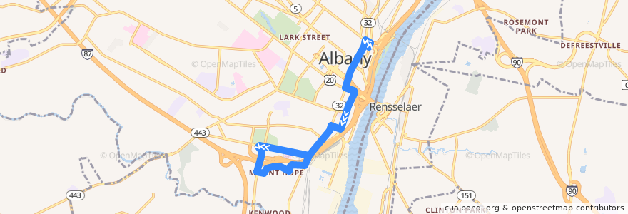 Mapa del recorrido CDTA 116 Mount Hope/Albany South End de la línea  en Albany.