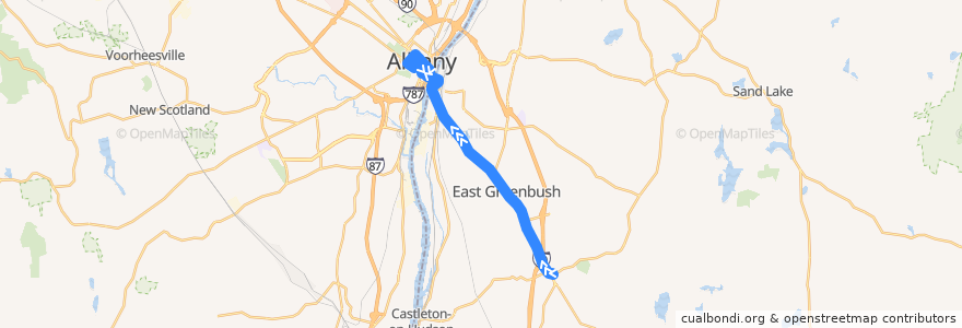 Mapa del recorrido CDTA 233 Albany/Schodack de la línea  en 纽约州 / 紐約州.