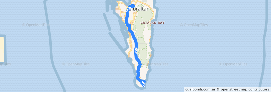 Mapa del recorrido Bus 2: Europa Point → Market Place de la línea  en Gibraltar.