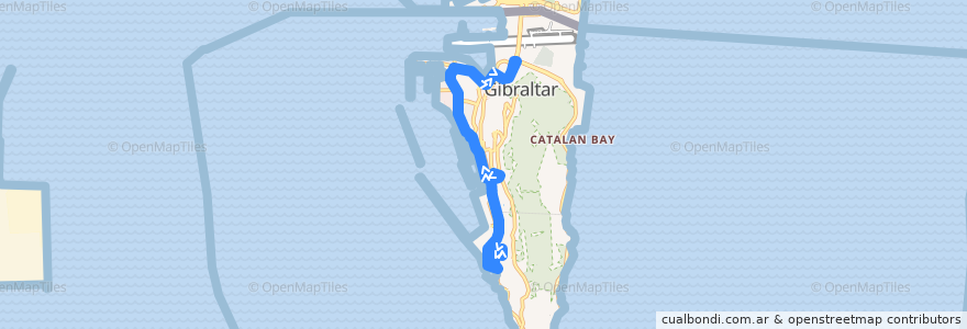 Mapa del recorrido Bus 3: South Pavilion Steps → Referendum Huse de la línea  en Gibraltar.