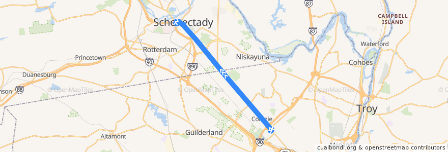 Mapa del recorrido CDTA 355 Schenectady/Colonie de la línea  en New York.