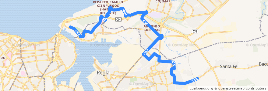 Mapa del recorrido Ruta A24 Guanabacoa => La Cabaña de la línea  en La Habana.