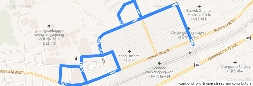 Mapa del recorrido 51-1 de la línea  en 소사구.