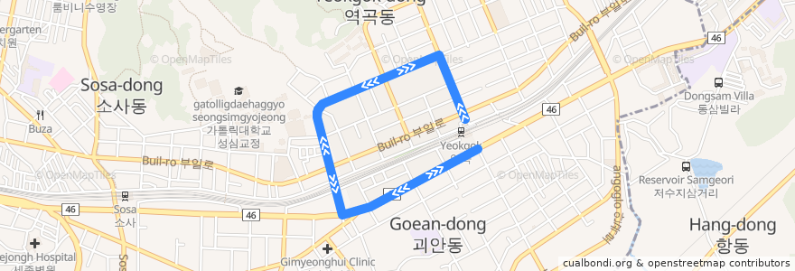 Mapa del recorrido 51-2 de la línea  en 소사구.