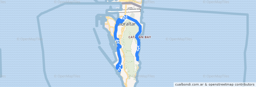 Mapa del recorrido Bus 4: Rosia → Market Place → Both Worlds de la línea  en Gibraltar.