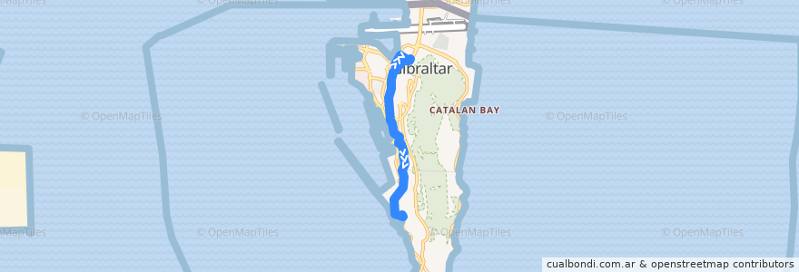 Mapa del recorrido Bus 9: Market Place → Rosia de la línea  en Gibraltar.