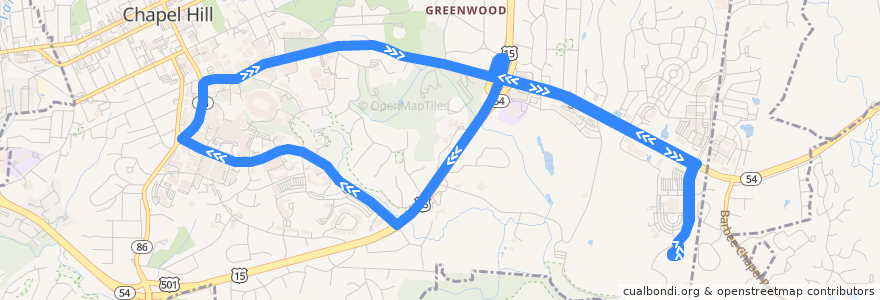 Mapa del recorrido CHT Route S de la línea  en Chapel Hill.