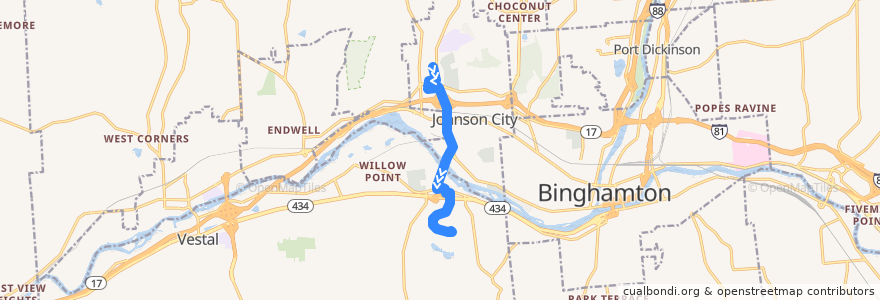 Mapa del recorrido B.C. Transit 48 Shoppers Express (inbound) de la línea  en Broome County.