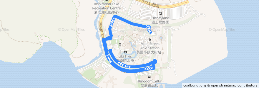 Mapa del recorrido 樂園線 Park Route de la línea  en 離島區 Islands District.