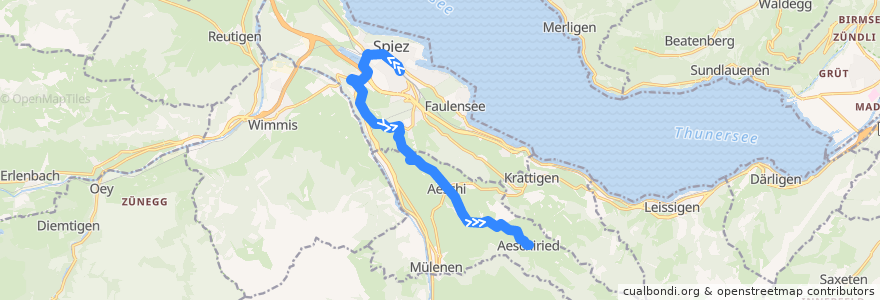 Mapa del recorrido Bus 62 de la línea  en Verwaltungskreis Frutigen-Niedersimmental.